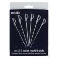 Stainless Steel Silver Sword Martini Picks (Set of 6)